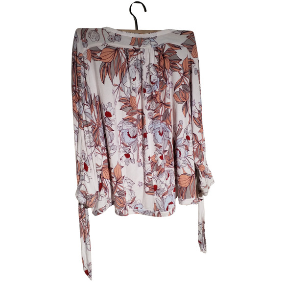 Free People Floral Button Front Top Women’s XS 3/4 Sleeve Round Neck Rayon Blend - Picture 3 of 6